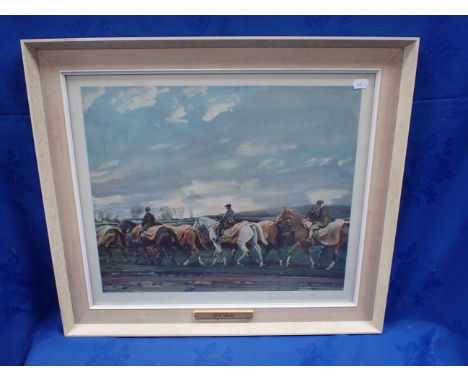 ALFRED MUNNINGS; 'THE BELVIR HUNT HORSES EXERCISE' PRINT 