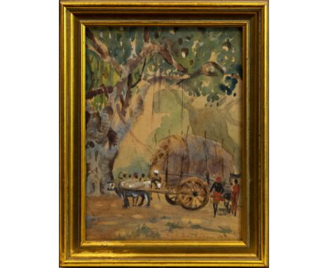 M K PARANDEKAR (INDIAN 1877 - 1961), UNTITLED (VILLAGE SCENE) watercolour on paper, signed and dated 1938 31cm x 23cm Framed 