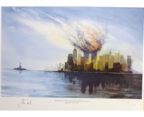 'The Day The World Changed' (The Spirit Never Dies) September 11th 2001, limited edition colour print No.27/250, signed in pe