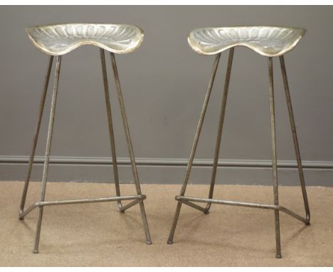 Pair aluminium tractor seat bar stool, H81cm