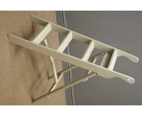 Grey painted vintage wooden stepladders, H109cm