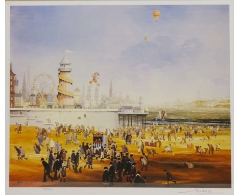 'Summer, Sun, Sea & Skint', limited edition colour print No. 128/500 signed in pencil by Brian Shields 'Braaq' (British 1951-