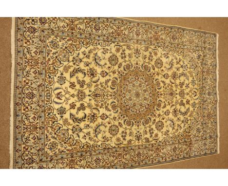 Nain ivory fine ground rug, central medallion, 253cm x 160cm