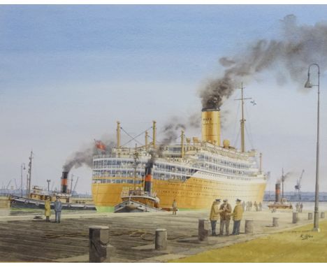 Orina (1959) - Steam Ship, 20th century watercolour signed by K Glen 34cm x 44cm