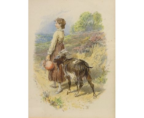 Going to the Well, colour print after Myles Birket Foster (British 1825-1899) 12.5cm x 9.5cm