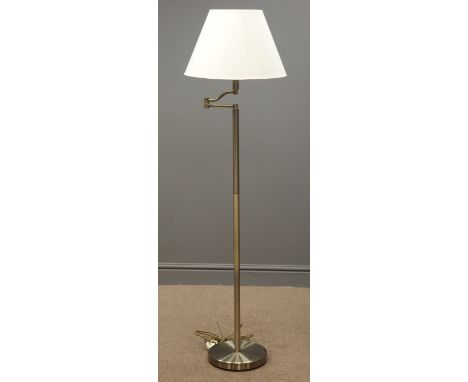 Brushed steel adjustable standard lamp, magnolia shade, H125cm (This item is PAT tested - 5 day warranty from date of sale)