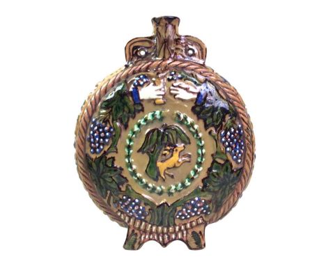 CONTINENTAL POTTERY MOONFLASK, ALONG WITH FURTHER CERAMICS the moonflask decorated in relief with fruiting vines, along with 