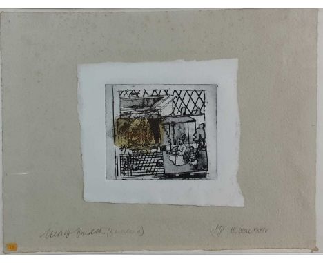 * GEORGE DONALD RSA RSW (INDIAN/SCOTTISH b. 1943), UNTITLED limited edition etching on paper, signed and numbered A/Pmounted,
