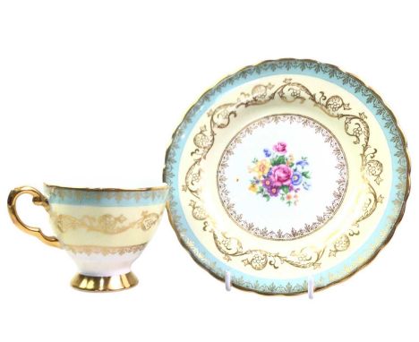 TUSCAN PART TEA SERVICE, transfer decorated with floral sprays, comprising nine cups, eight saucers, twelve side plates, suga