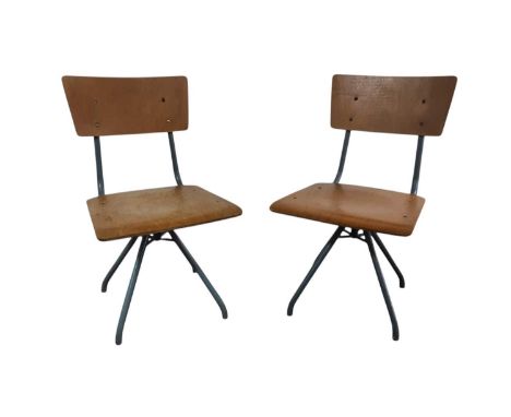 PAIR OF CHILDREN S TUBULAR METAL SWIVEL PAIRS, with ply seats and back73cm highQty: 2