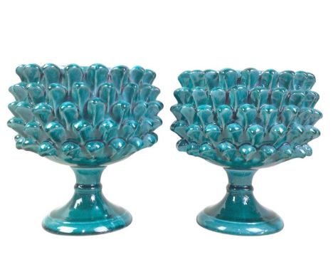 PAIR OF HALF PINECONE VASES, AND OTHER CERAMICS  comprising two Limoges plates and a Maling dishpinecone vases 17.5cm high