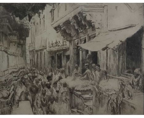 ERNEST STEPHEN LUMSDEN, JASMINE SELLERS etching, mounted, framed and under glass, along with a small etching - La Sainte Chap
