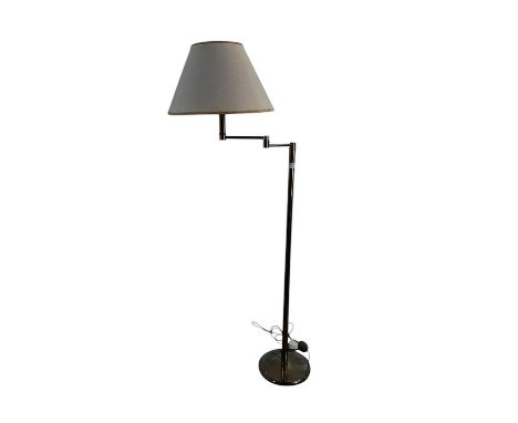 CONTEMPORARY BRASS FLOOR LAMP, with shade on circular base143cm high