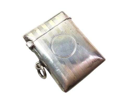 SILVER VESTA CASE, ALONG WITH FURTHER SILVER ITEMS the vesta with vacant cartouche and engine turned detail, along with a sil