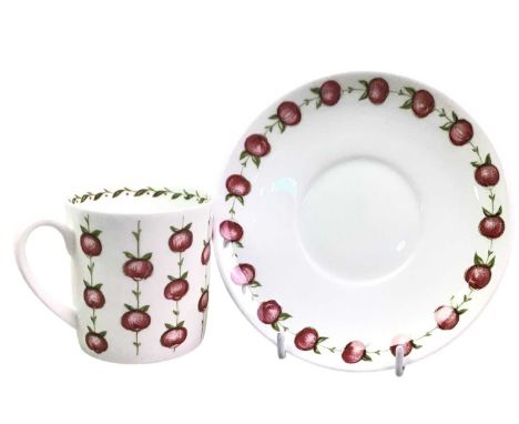 SUSIE COOPER PART TEA SERVICE, APPLE GAY PATTERN comprising cups, saucers and side plates, along with a Staffordshire Gold Vi