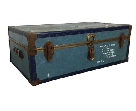 VINTAGE TRAVEL TRUNK, with leather handles92cm wide
