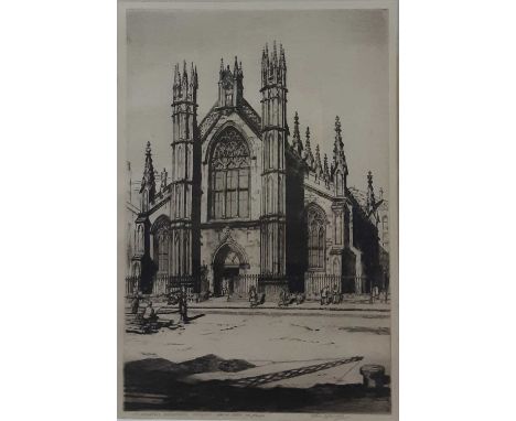 TOM MAXWELL (SCOTTISH 1874 - 1937), ST ANDREW'S CATHDRAL, GLASGOW artist's proof etching on paper, signed and titledmounted, 