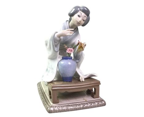 GROUP OF CERAMICS, including a Lladro figure and a Rosenthal part tea service, also a vase