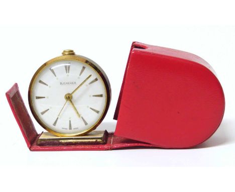 Bucherer Swiss made travelling clock We cannot do condition reports for this sale.