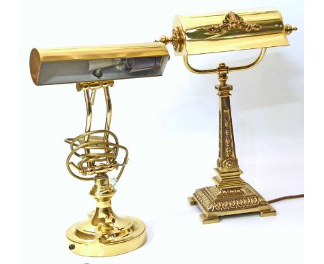 Two brass vintage style desk lamps We cannot do condition reports for this sale.