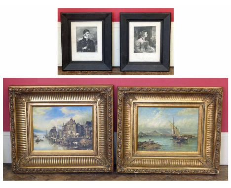 Two reproduction gilt framed prints and two portrait etchings (4) We cannot do condition reports for this sale.