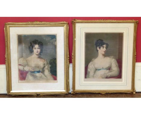 Two prints of Victorian ladies after sir Thomas Lawrence engraved adn signed by t. Hamilton-Crawford We cannot do condition r