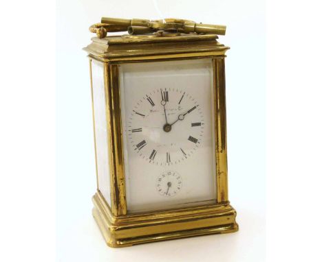 19th century brass carriage clock with French movement and two winders We cannot do condition reports for this sale.
