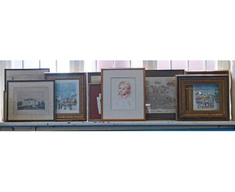 Quantity of assorted artworks to include original pastel drawing of a red squirrel by Paula Chesters, Joyce Spencer drawing a