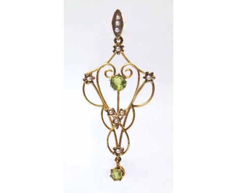 Pearl, gold and topaz Edwardian pendant We cannot do condition reports for this sale.