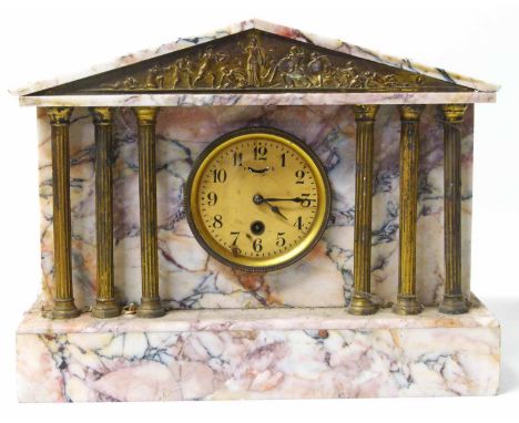 20th century marble clock in Greer temple design We cannot do condition reports for this sale.