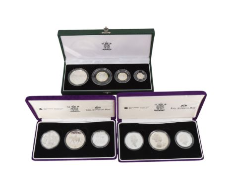 3 boxed sets of silver proof coins, 2003 Britannia Collection- Royal Mint and 2 x 2002 Accession -Royal Mint/Canadian/Austral