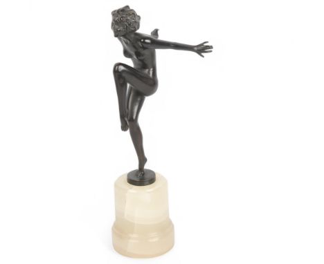Josef Lorenzl (1892 - 1950), Nude Dancer, bronze circa 1922, signed on base, onyx plinth, height 27cmPerfect condition, no da
