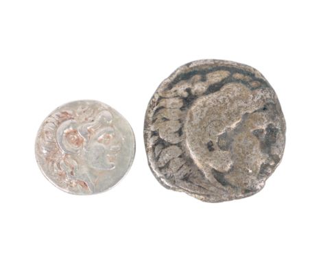 2 Ancient Greek / Macedon silver coins, 4th century BC, Alexander III, largest dia 15.5mm, smallest dia 11mm