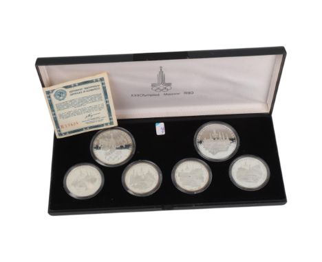 A 1980 Moscow Olympic 900 silver proof coin set in original presentation box with certificate