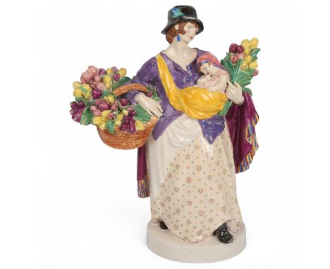 Charles Vyse for Chelsea Pottery (1882 - 1971), The Tulip Woman, signed with monogram under base dated 1921, height 25cmVery 