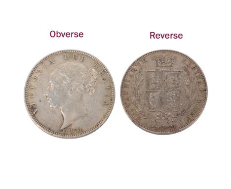 A Queen Victoria 1874 silver Half-Crown, 32mm,14.2g