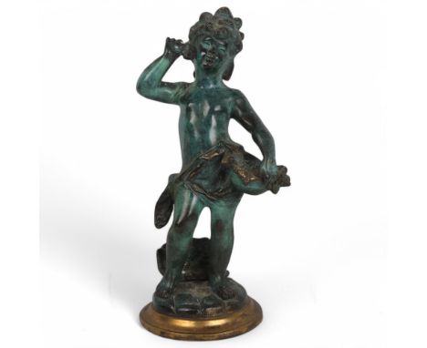 A verdigris patinated bronze figure of Bacchus, height 37cm