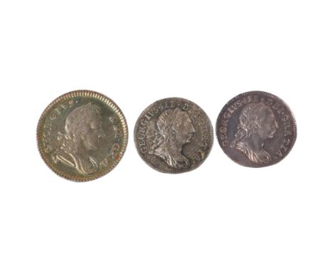 2 George III 1776 silver Maundy Twopence and George I 1717 silver Maundy Twopence (3)