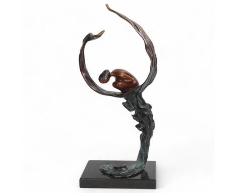 WU CHING JU, "Spirit Of The Lotus", Beyond Zen Series, bronze on granite base, limited edition 14 of 99, signed on base, in f