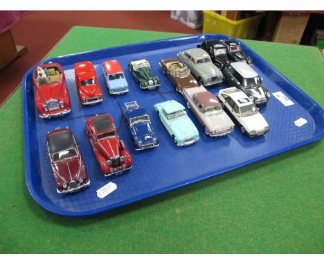 Fifteen Diecast Model Cars by Corgi, Oxford, Lledo (Vanguards), Vitesse and other. Mostly with a British theme to include 1:4