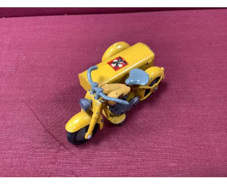 Original Tekno Harley Davidson Motorcycle and sidecar, yellow 'Falck' finish, appears complete and unbroken, some signs of we
