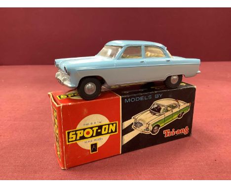 Original Spot On Diecast Model Ford Zodiac with Lights, light blue/grey, overall very good plus/excellent, battery cover inta