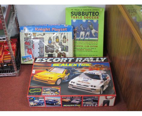 A Subbuteo Table Soccer Continental Club Edition Set with Four Teams, incomplete/damages noted, F.A Cup, literature, cloth pi