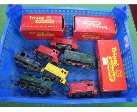 Eight Triang 'OO' Gauge/4mm Locomotives, consisting of two Class 08 diesel shunters BR green R/No's D3035 and 13005 a red 0-4