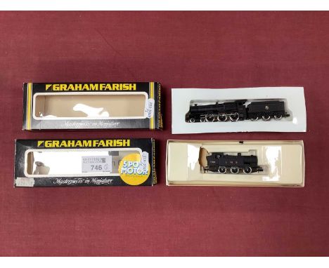 Two Graham Farish 'N' Gauge/2mm Steam Locomotives, comprising a Ref No 1405 4-6-0 Hall Class "Mere Hall" BR black R/No 7915 w