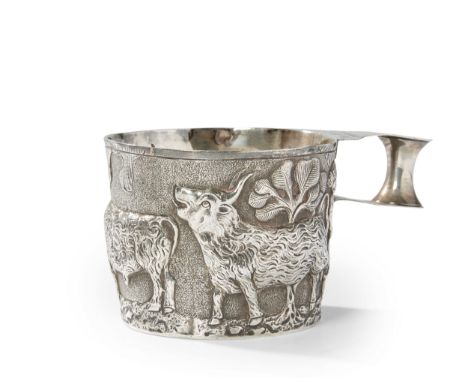 A George V silver replica of the Vapheio cup. George Nathan & Ridley Hayes, Chester, 1912. The sides of the cup depicting the