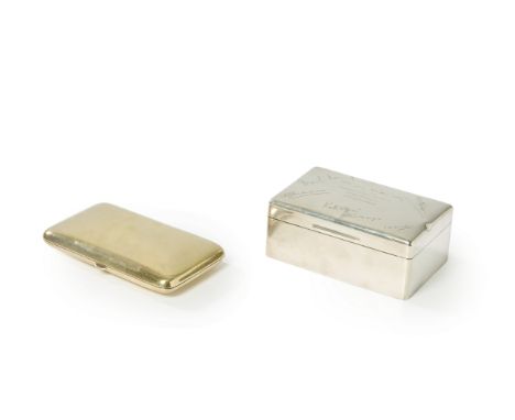 A George V silver gilt cigarette case. Horace Woodward & Co., Birmingham, 1917.Of rounded, rectangular form, with push button