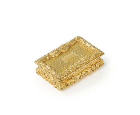 A 19th century silver gilt vinaigrette.  Nathaniel Mills, Birmingham, 1837. Of rectangular form, the decorative floral and fo