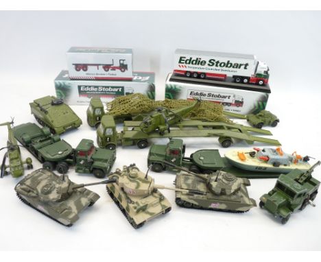 DINKY, CORGI &amp; OTHER MILITARY &amp; COMMERCIAL DIECAST VEHICLES to include tanks and low loader carriers, helicopters, bo