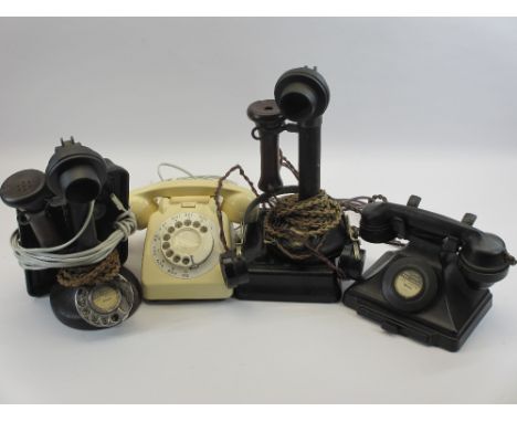 VINTAGE TELEPHONES &amp; RADIO ITEMS to include two candlestick phones, ETC